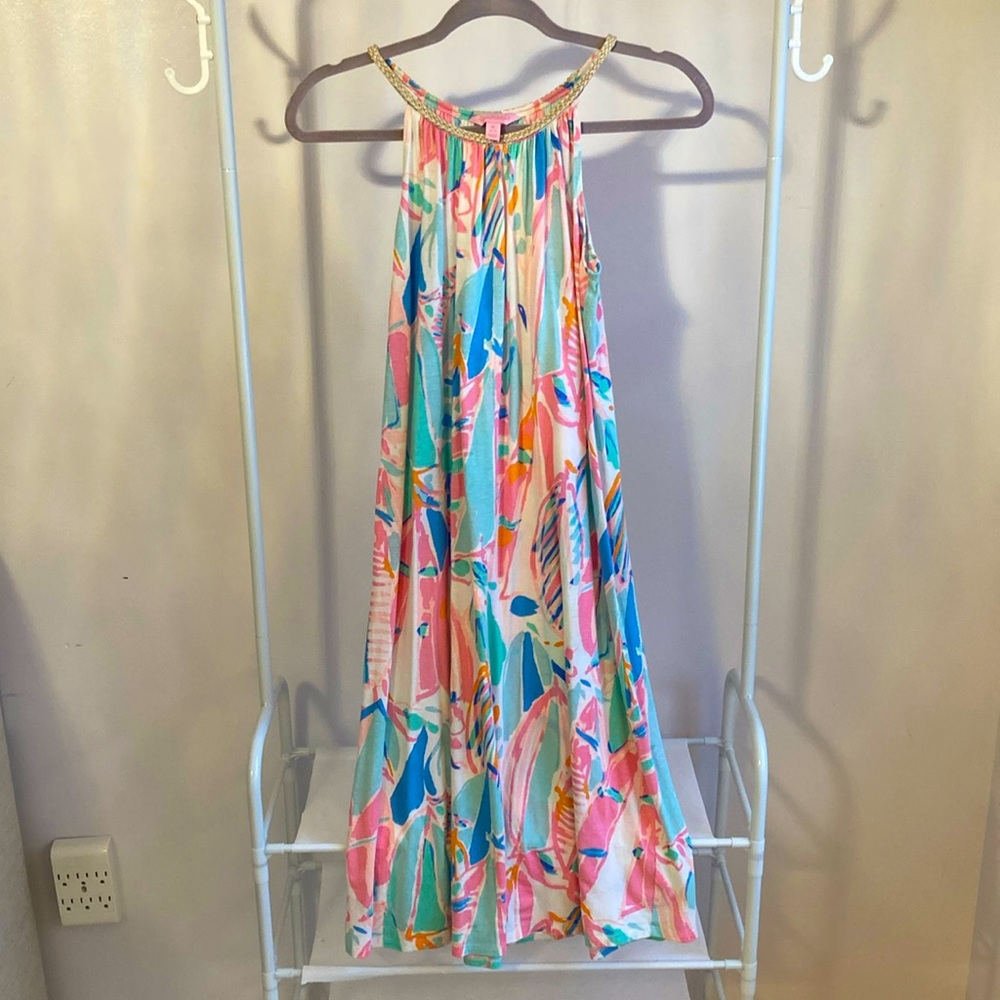 Lilly Pulitzer Girls XL (12-14) 100% Cotton Maxi Dress Out To Sea